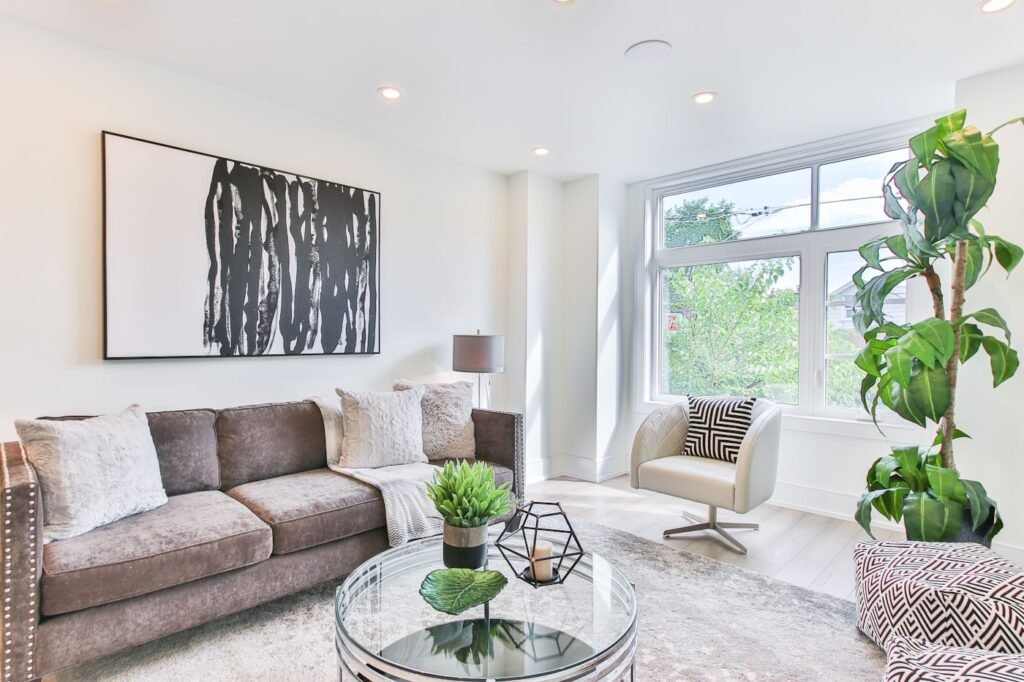 TV console with closed storage in a small living room