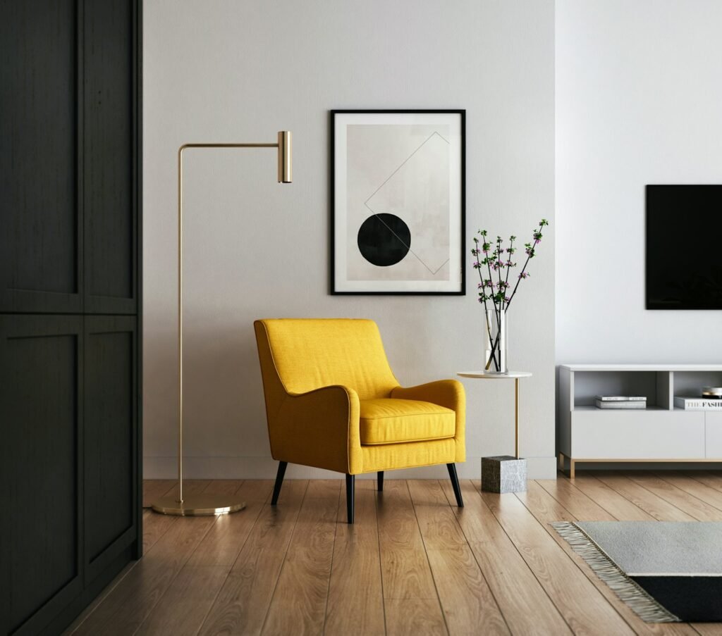 Swivel TV mount in a small multi-purpose living room